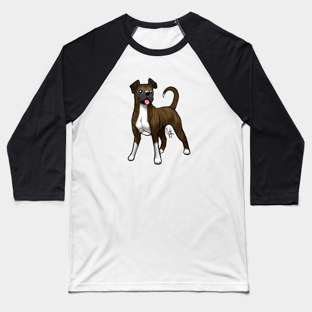 Dog - Boxer - Natural Brindle Baseball T-Shirt by Jen's Dogs Custom Gifts and Designs